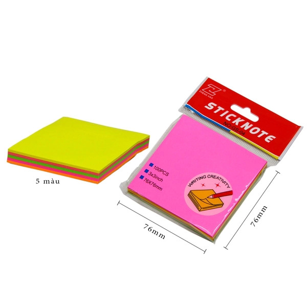 Giấy Note 5 màu Zheng Hao 7.6x7.6cm GS-04