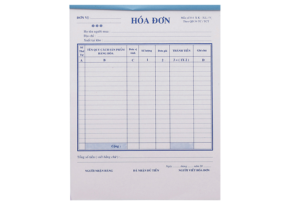 Hoá đơn BL 2L