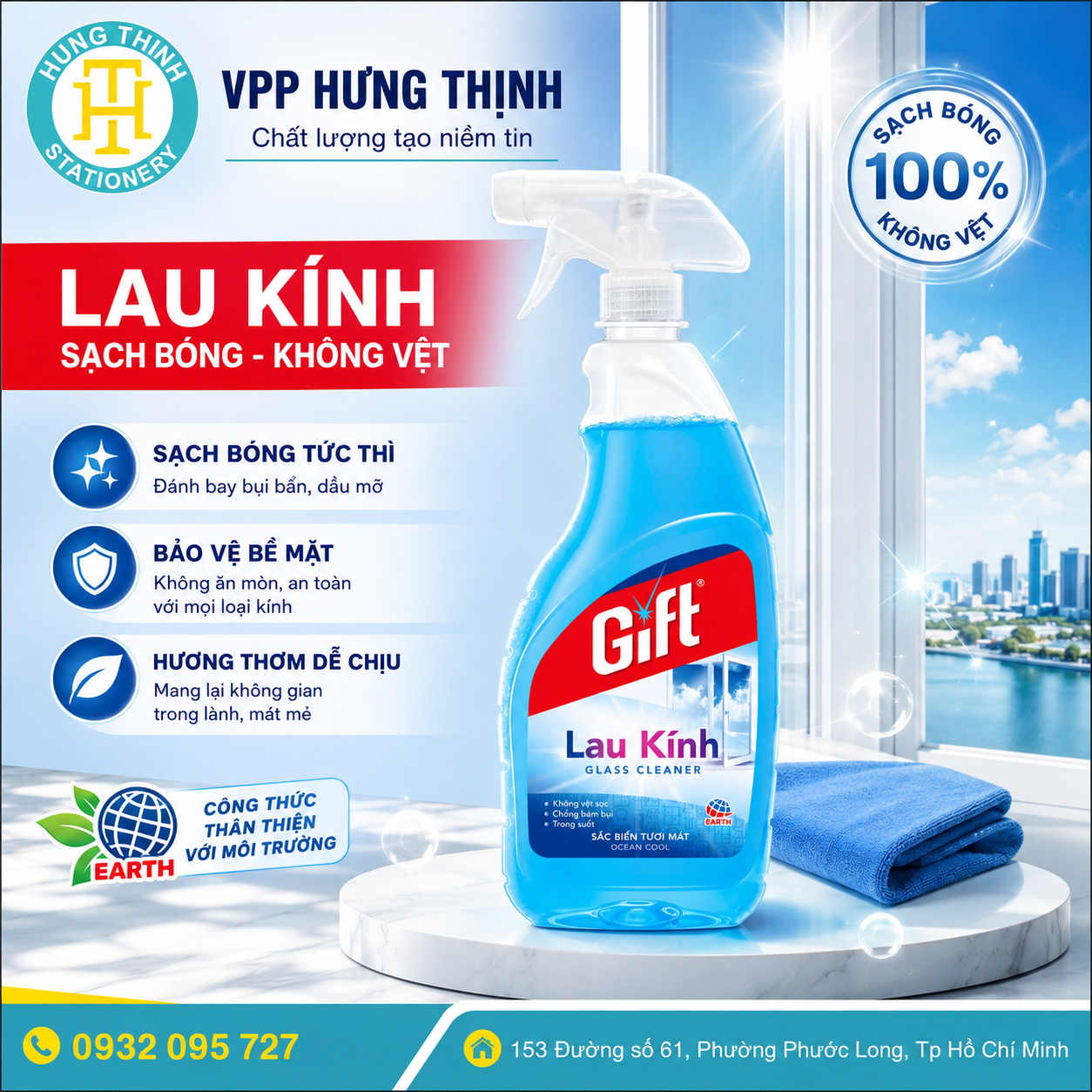 Nước lau kính Gift Chính Hãng 540ml