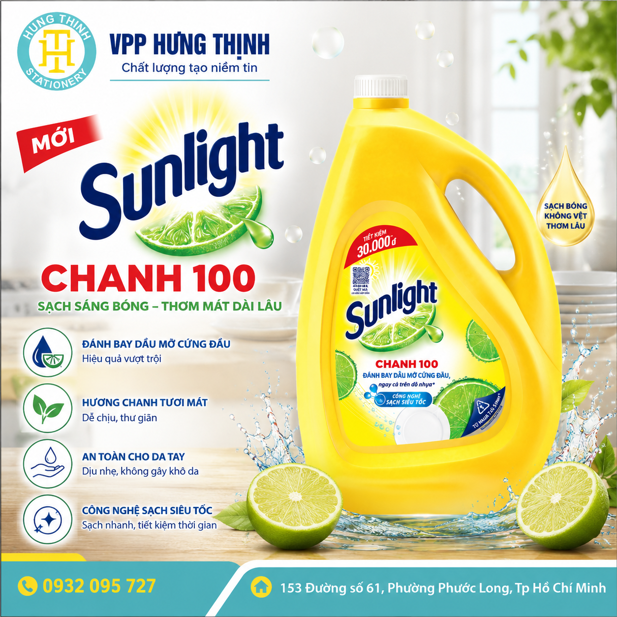 Nước Rửa Chén Sunlight Chanh 100 3kg6 Chính Hãng