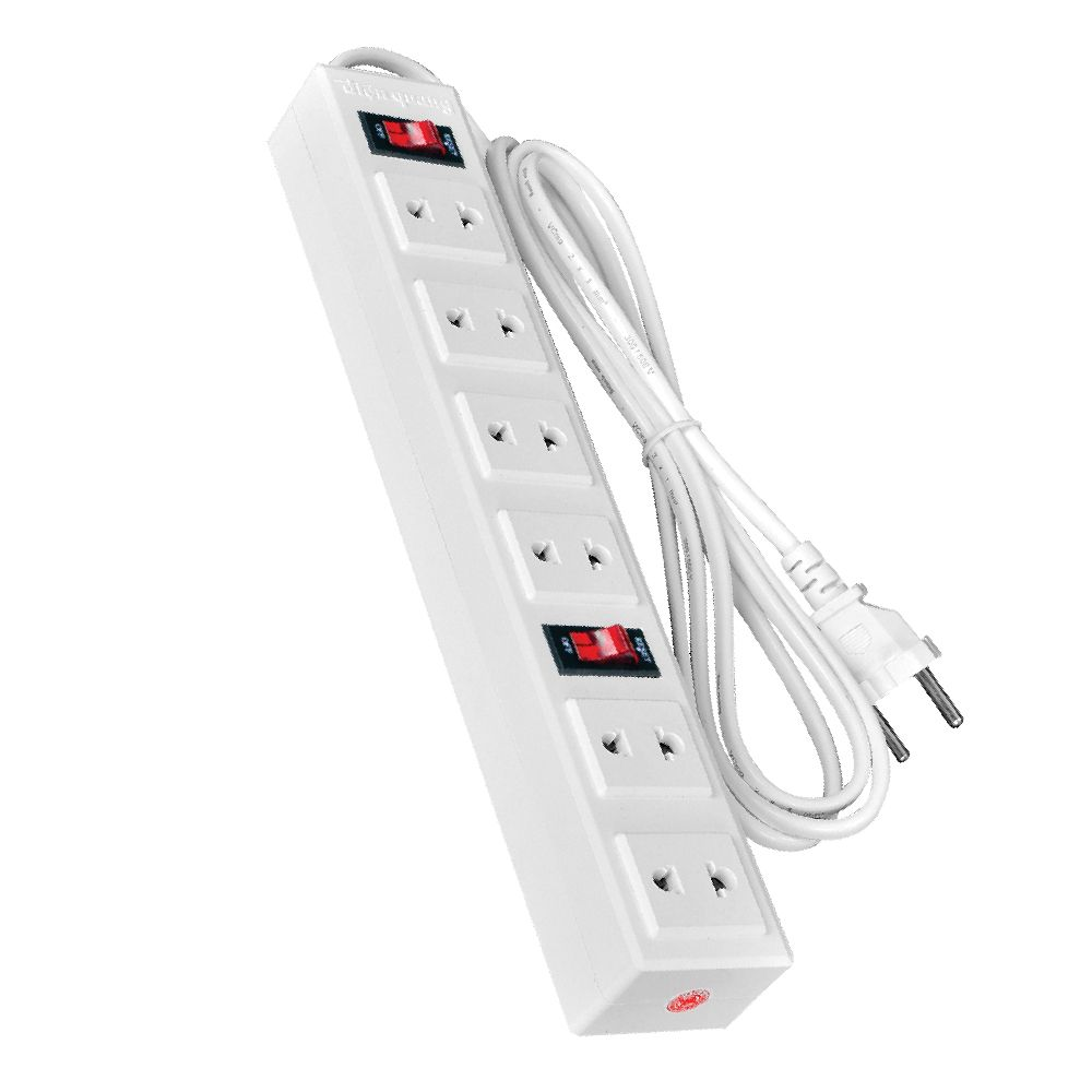 Ổ Cắm Điện Quang ĐQ 001A-01 (6 Lỗ 2 Chấu, 2 Công Tắc) Chính Hãng