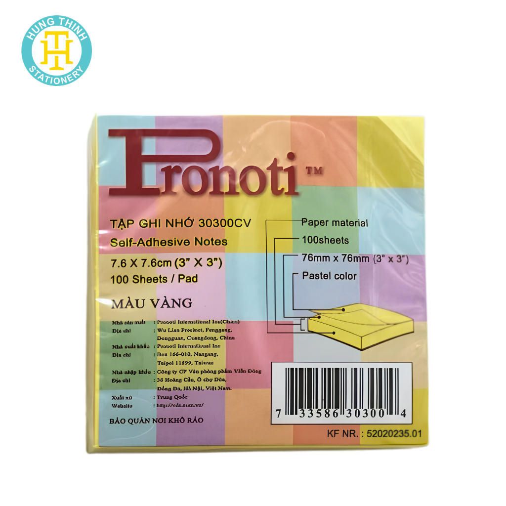 Giấy note Pronoti 30300 3x3 inch vàng